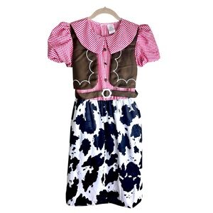 Cow Print Dress with Red Gingham Top